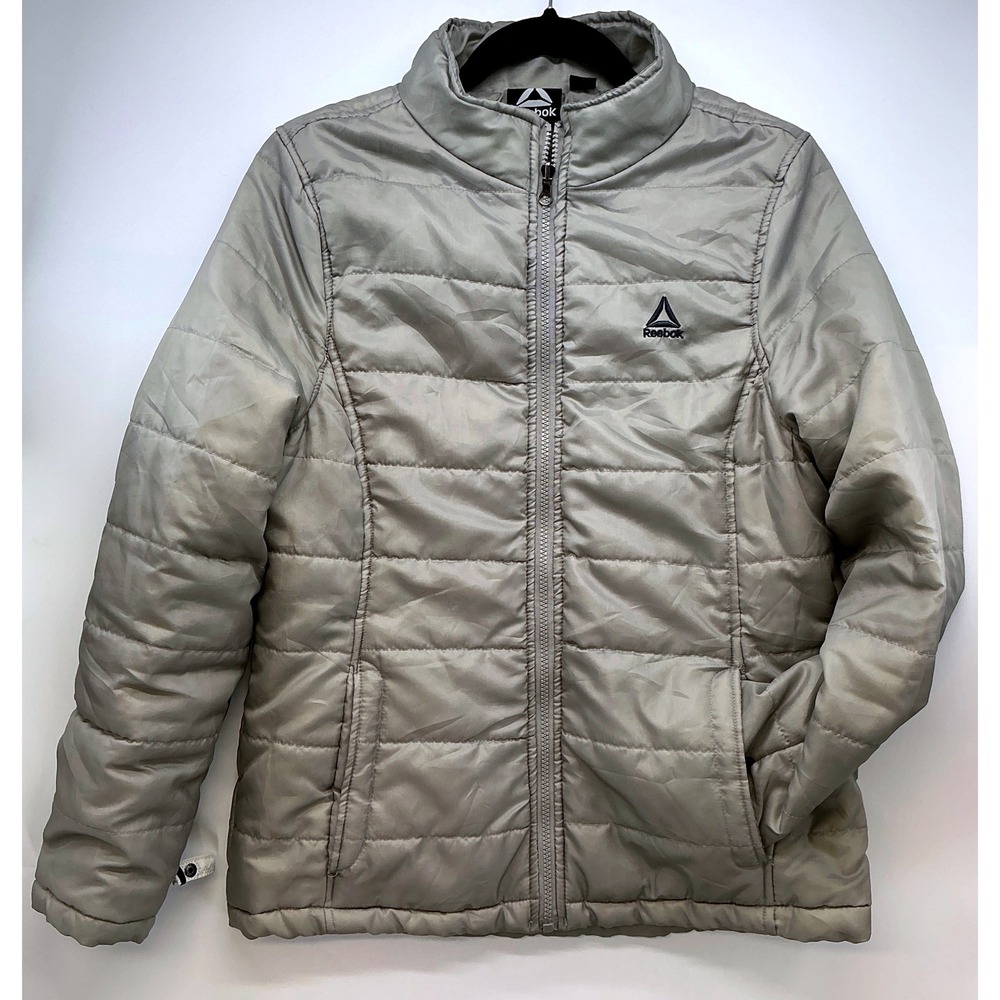 Reebok Womens Packable Puffer Jacket Sz L Grey Minimalist Athleisure‎ Gorpcore